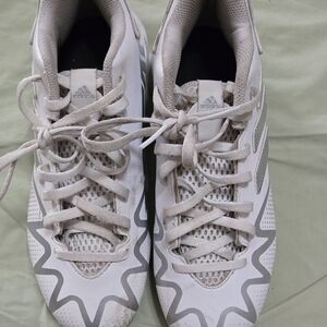 Adidas Youth White and Gray Football Cleats